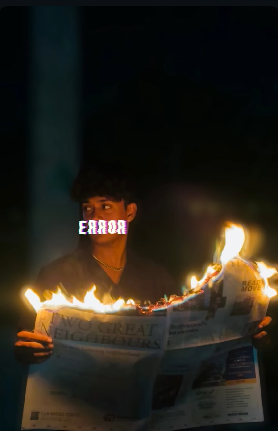 Burning newspaper background